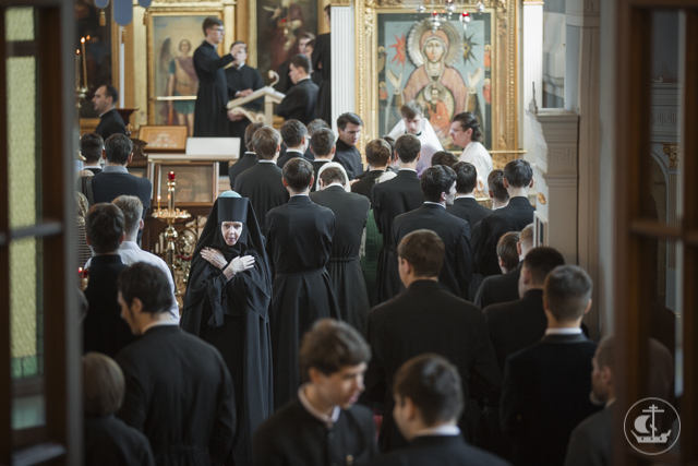 За воскресным богослужением Духовная академия молилась о ныне тезоименитом Предстоятеле Русской Церкви
