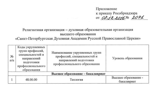 Подписан приказ о государственной аккредитации Санкт-Петербургской Духовной Академии